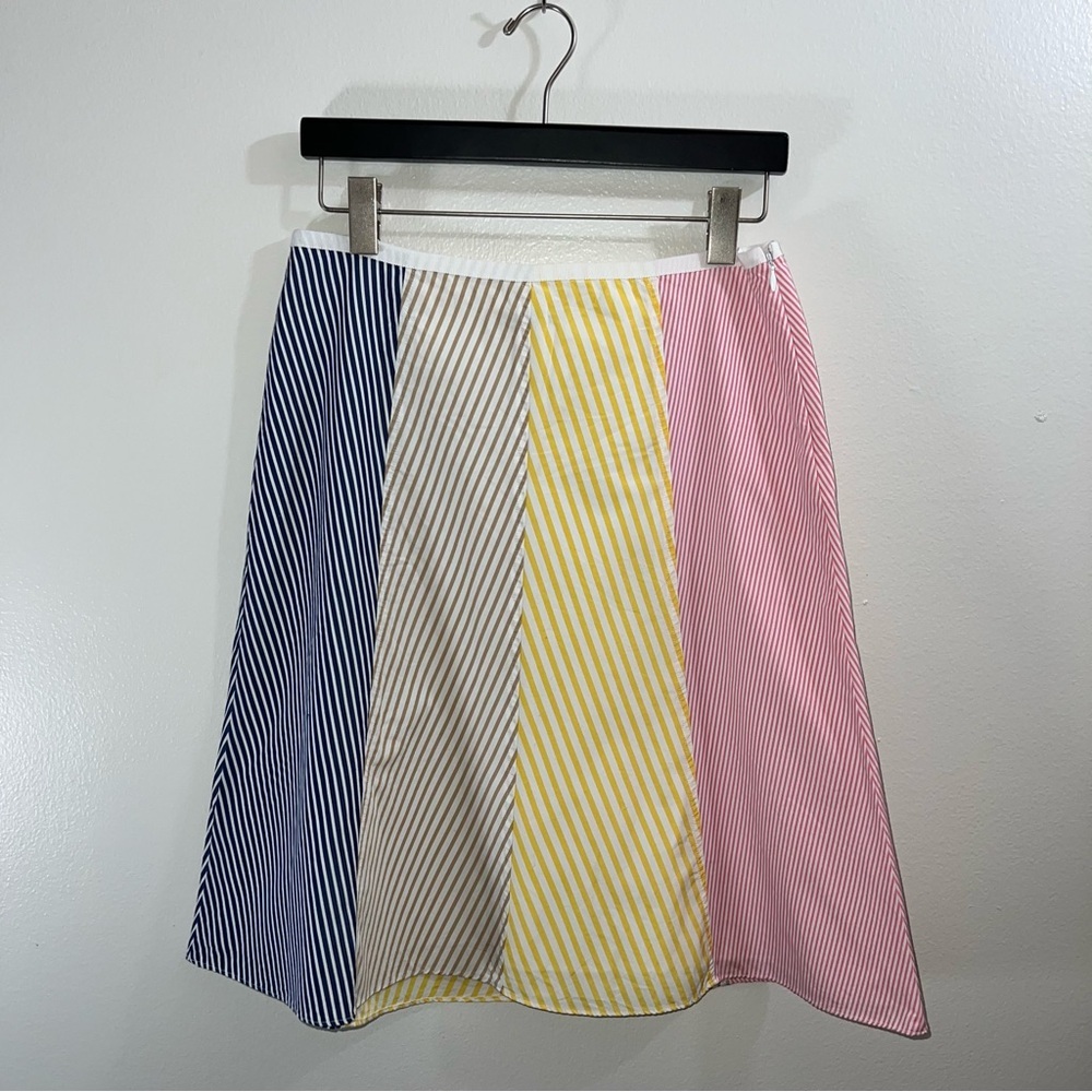 J.Crew Multicolor Patchwork Stripe A-line Midi Skirt Size 4
